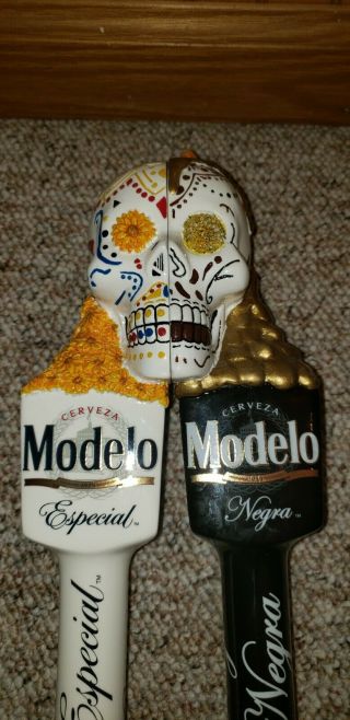 Set Of Modelo Skull Beer Tap Handles,  Handle,  Sign.