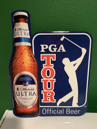 Michelob Ultra Anheuser Busch Pga Tour Official Promo Golf Beer Metal Tin Sign