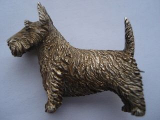 C1930s Vintage Quality Silver Scottie Dog Pin Brooch