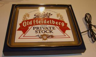 1986 Vintage Blatz Old Heidelberg Private Stock Lighted Beer Sign