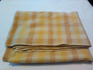 Pendleton Vintage Yellow Gold Cream Plaid Wool Blanket Oregon 70 By 86 " Full