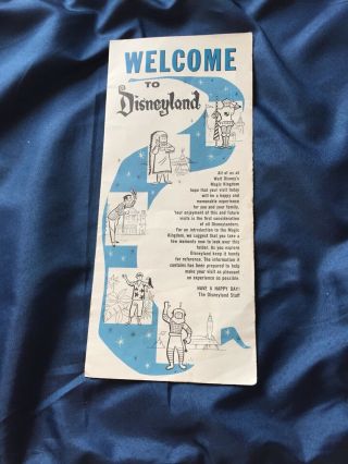 Vintage 1961 Welcome To Disneyland Trifold Map