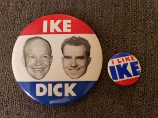2 Dwight Eisenhower Ike Nixon 1952 Campaign Pin Buttons Political