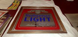 Vintage Budweiser Light Beer Anheuser - Busch Mirror Sign 18 " X 22 "