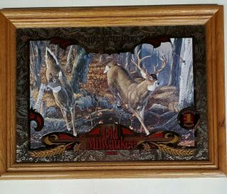Old Milwaukee Beer Mirror,  1st Series,  1 Whitetail Deer,  16 " X 21 ".