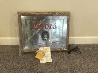 Vintage Coors Beer Bar Sign Glass Mirror Wall Hanging Cave Shed
