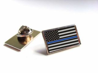 Thin Blue Line American Flag Police Support Blue Lives Matter Lapel Pin Tie Tack
