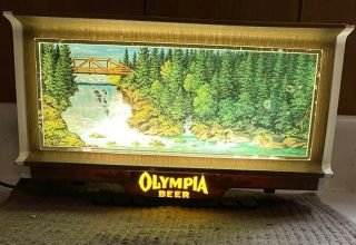 Vintage Olympia Beer Waterfall Motion Light Cash Register Back Bar Sign