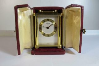 Vintage Swiss Travel Carriage Looping Brass Alarm Clock 15 Jewels 8 Days