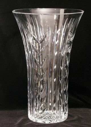 Vintage Signed Waterford Irish Crystal Vase Cut Glass Wheat Pattern 12 