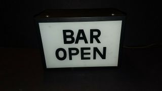 Vintage Metal And Painted Glass Box Bar Open Lighted Sign