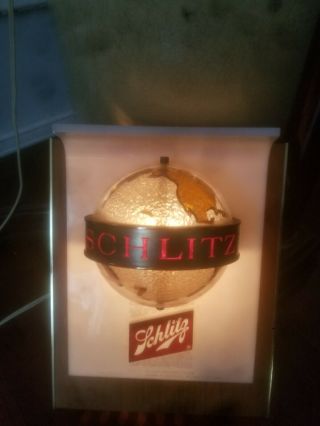 vintage 1968 Schlitz Beer Globe,  light up sign with rotating globe 2