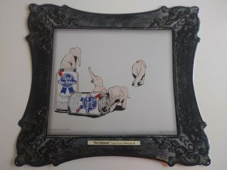 Rare Pabst Blue Ribbon Pink Elephants Metal Beer Sign 22×22 " -
