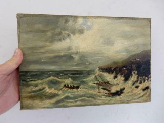 Really Old Painting Antique Oil Sea The Wreck