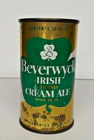 Beverwyck Irish Brand Cream Ale Flat Top Beer Can Albany,  York