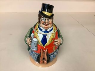 Old Germsn Beer Stein - Man With Top Hat Drinking Beer,  Made In Germany