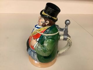 OLD GERMSN BEER STEIN - MAN WITH TOP HAT DRINKING BEER,  MADE IN GERMANY 2