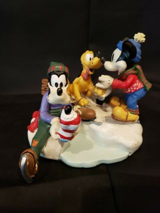 Disney Mickey,  Goofy,  Pluto Christmas/ice Skating Stocking Holder