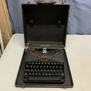 Vintage Black Remington Remette Typewriter In Carrying Case