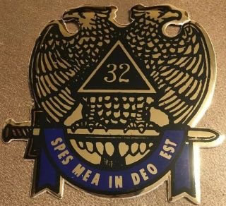 Masonic Scottish Rite 32nd Degree Car Sticker/emblem Spes Mea In Deo Est