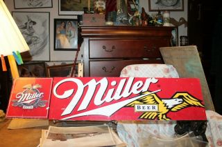 Vintage 1996 Miller Beer Tin Tacker Metal Sign 40 " X 9 "