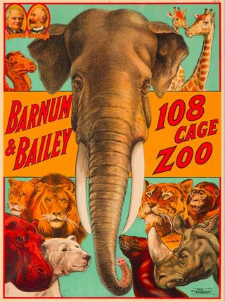 Ringling Brothers 108 Cage Zoo Vintage Circus Travel Advertisement Poster
