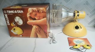 Vintage Ge General Electric Deluxe Time - A - Tan Sun Lamp W/ Box & Bulb