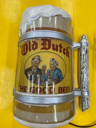 Vintage 1960s Old Dutch Beer Light Advertising Sign Brew