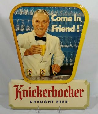 Old Knickerbocker Beer Tin Over Cardboard Toc Sign Back Bar Jacob Ruppert Nyc Ny