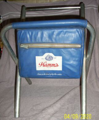 Vintage Hamms Beer 6 Pack Cooler / Fold Up Camp Stool / Chair Vinyl Advertising