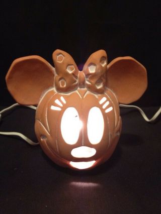 Disney Co.  Minnie Mouse Holiday Terracotta Pottery Pumpkin Night Light By Enesco