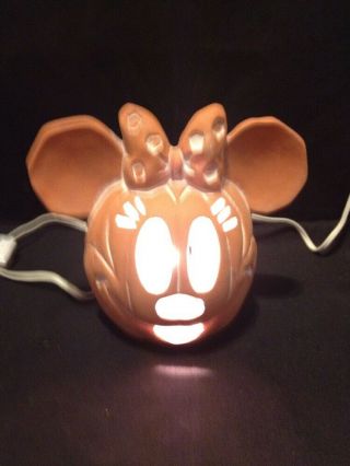 Disney Co.  MInnie Mouse Holiday Terracotta Pottery Pumpkin Night light By Enesco 2