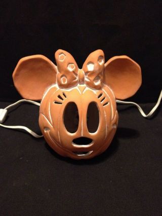 Disney Co.  MInnie Mouse Holiday Terracotta Pottery Pumpkin Night light By Enesco 3