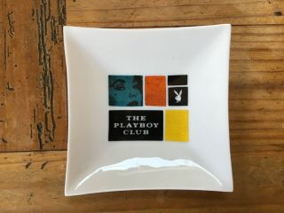 Vintage Playboy Club Square Glass Bunny Logo Ashtray/dish/trinket/keys