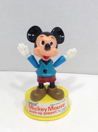 Vintage 1977 Disney Mickey Mouse Push Up Puppet - Made By Gabriel