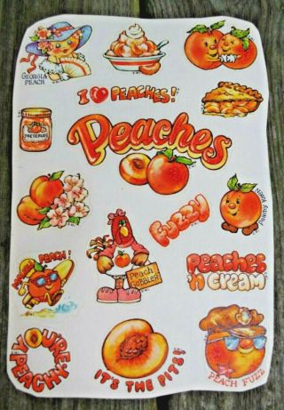 Vintage Peach Scratch And Sniff Sticker Sheet Peaches Strong Scent Mark 1