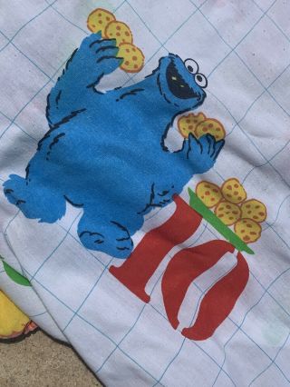 1980s Vintage Sesame Street Fitted Bedding Sheet Twin Size 2