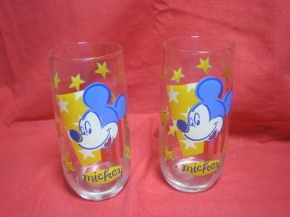 Set Of 2 Disney Mickey Mouse Vintage Glasses Tumblers
