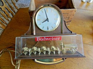 Vintage Budweiser Clydesdale Horse Beer Sign W Clock Great Look