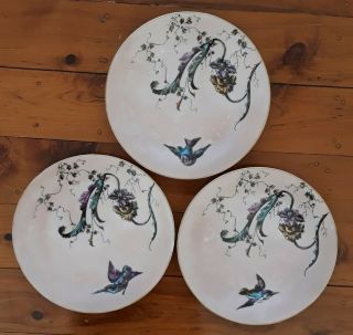 Mf " Michelaud Freres - Limoges Hand Painted Plate Trio - Bird 24cm