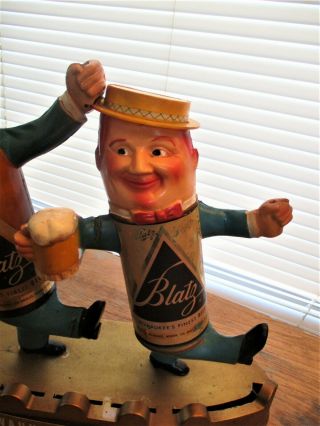 Vintage Blatz Beer Dancing Can & Bottle Figures On Stage 16.  75 x 14.  25 
