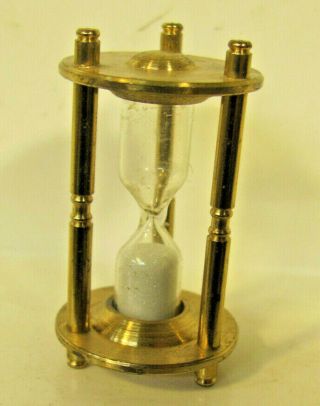Vintage Brass Miniature Hour Glass W/ Sand 1 3/4 " Tall