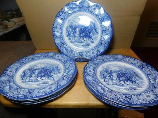 Plates Vintage Staffordshire England Liberty Blue Washington Valley (8pc.  Set) 2