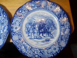 Plates Vintage Staffordshire England Liberty Blue Washington Valley (8pc.  Set) 3