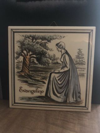 French (france) Ceramic Tile Of “evangeline: A Tale Of Acadie”