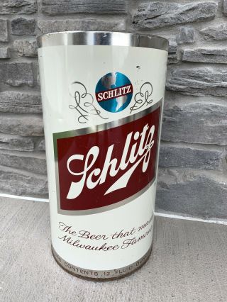 Vintage Schlitz Beer Brewing Metal Garbage Trash Can Bar Sign Advertising 19” 3