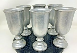 6 Vintage Wilton Pewter Rwp Armetale Plough Tavern Goblets 7 - 1/8 " Made In Usa