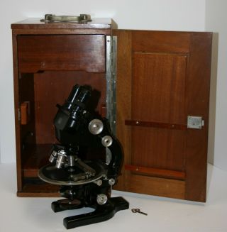 Vintage Spencer Buffalo Microscope W Wood Case Lenses &