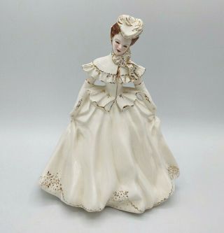 Vtg Marissa Florence Ceramics Pasadena California Woman In White Dress Figurine