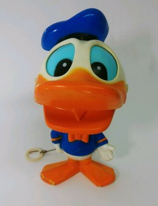 Walt Disney 1976 Vintage Mattel Donald Duck Chatter Chum 7 " Pull String Toy
